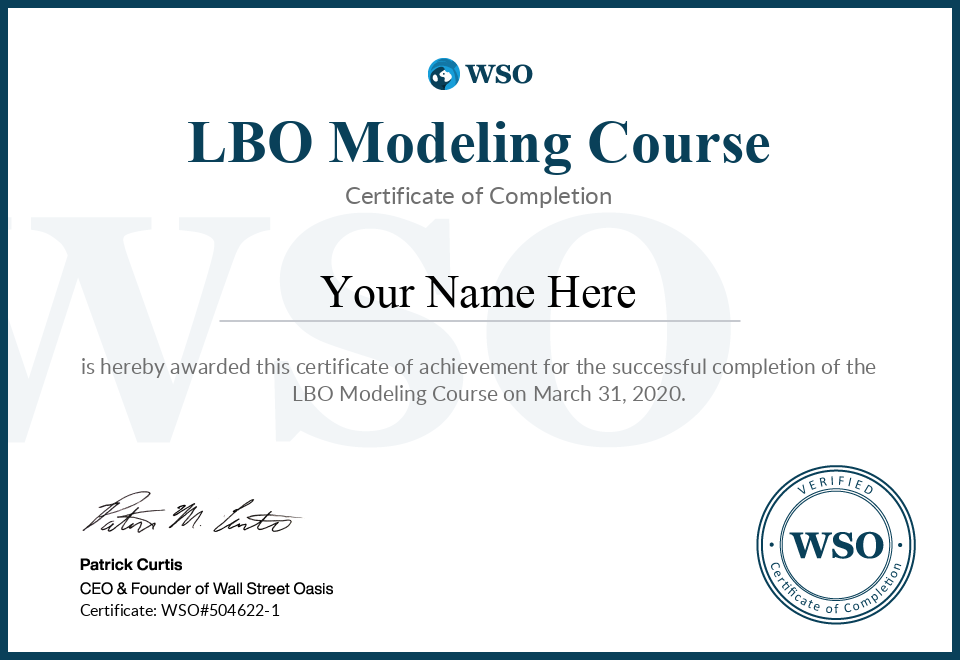 LBO Modeling Certificate